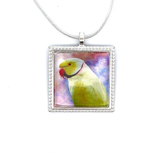 Ringneck Parrot Pendant with Snake Necklace