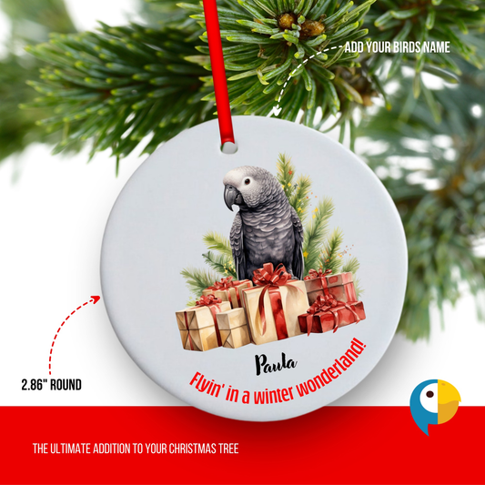 Personalized African Gray Christmas Ornament