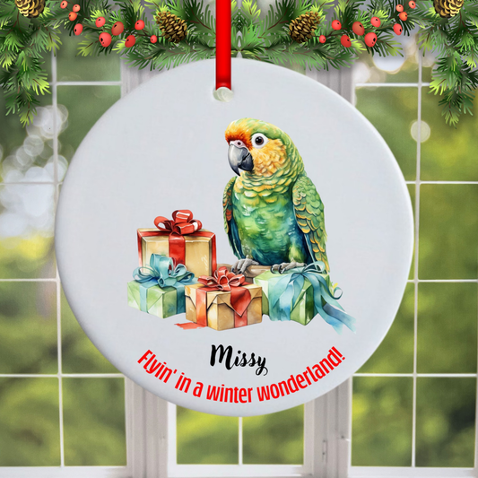Personalized Amazon Parrot Christmas Ornament