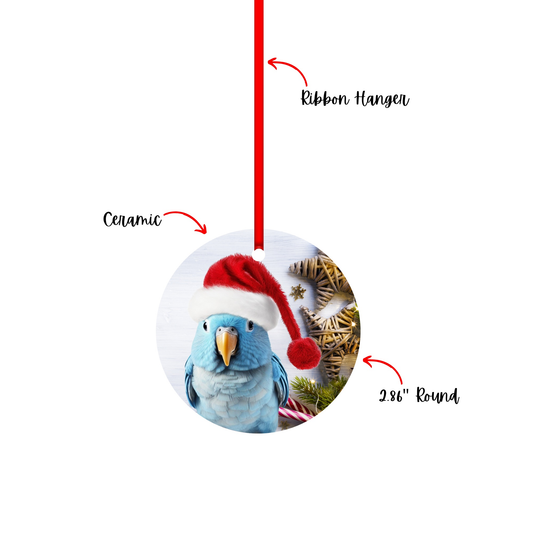 Blue Parakeet Christmas Ornament