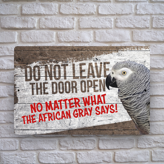 African Gray Conure Close The Door Sign 🦜 😀