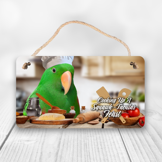 Green Eclectus Chef Sign