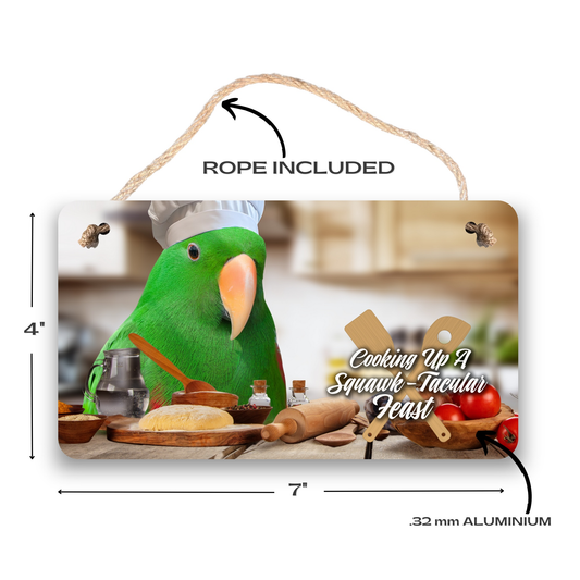Green Eclectus Chef Sign