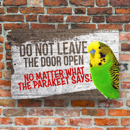 Green Parakeet Close The Door Sign 🦜 😀