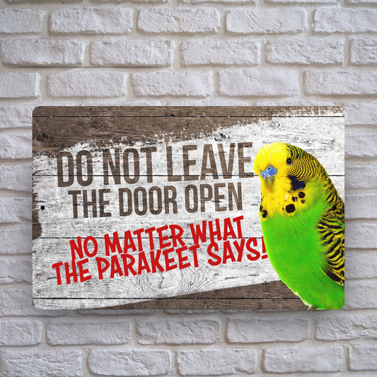 Green Parakeet Close The Door Sign 🦜 😀