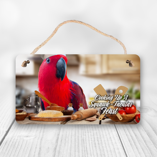 Red Eclectus Chef Sign