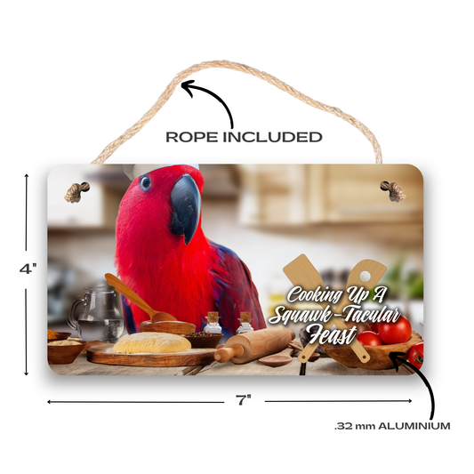 Red Eclectus Chef Sign
