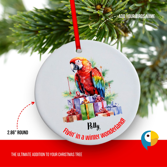 Personalized Scarlet Macaw Christmas Ornament