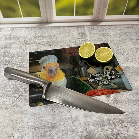 White Belly Caique Cutting Board