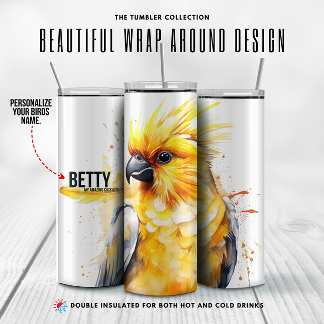 Personalized Yellow Cockatiel Tumbler