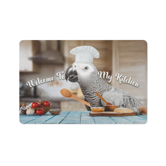 Colorful African Gray Parrot Kitchen Floor Mat - Vibrant Tropical Design