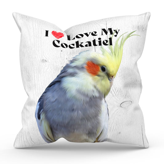 Gray Cockatiel Square Throw Pillow