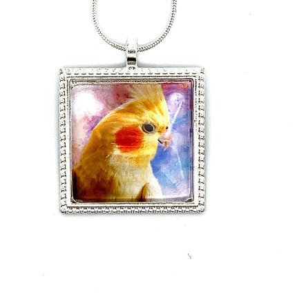 Cockatiel Pendant with Snake Necklace