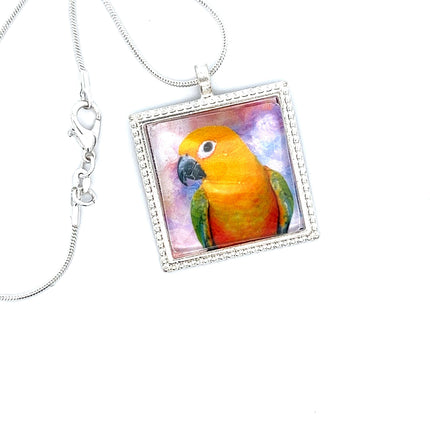 Jenday Conure Pendant with Snake Necklace