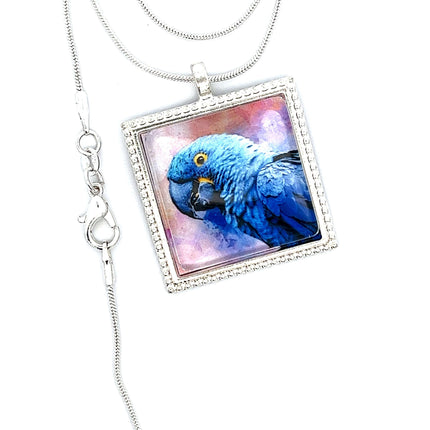 Hyacinth Macaw Pendant with Snake Necklace