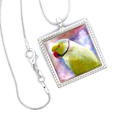 Ringneck Parrot Pendant with Snake Necklace