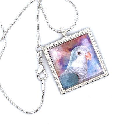 Blue Quaker Pendant with Snake Necklace