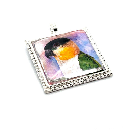 Black Cap Caique Pendant with Snake Necklace