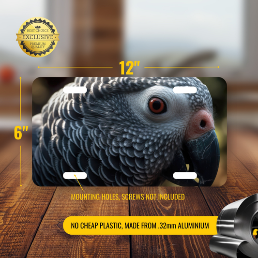 Unique Parrot Lover Gift - African Gray Parrot License Plate