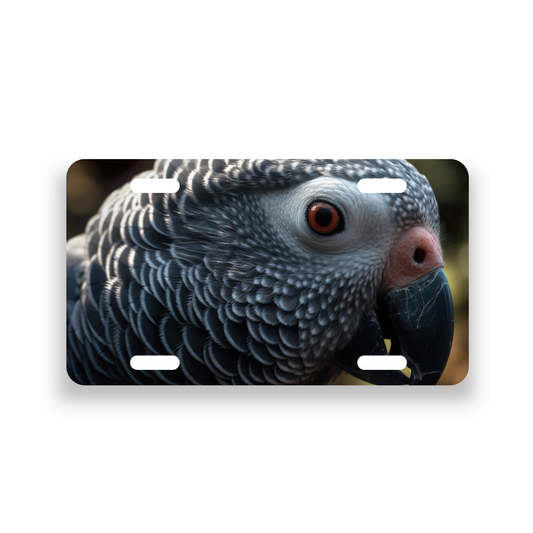 African Gray Parrot License Plate - Front View