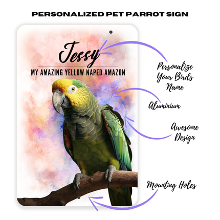 Yellow Naped Amazon Parrot Personalized Aluminium Sign