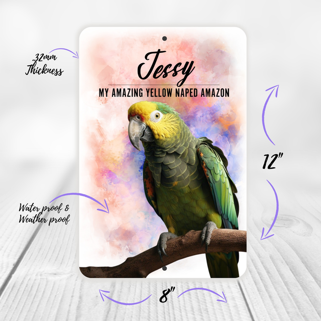 Yellow Naped Amazon Parrot Personalized Aluminium Sign