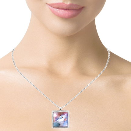 Blue Quaker Pendant with Snake Necklace