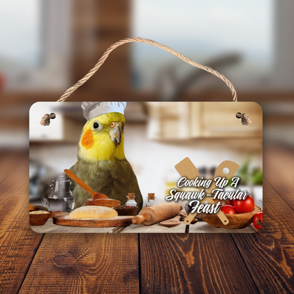 Gray Cockatiel Chef Sign
