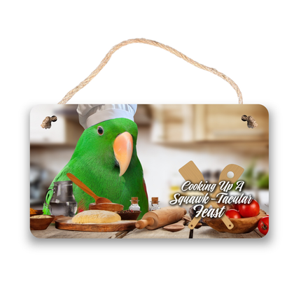 Green Eclectus Chef Sign