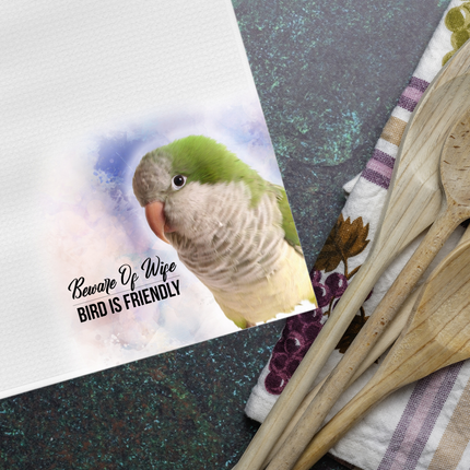 Green Quaker-themed Tea Towel