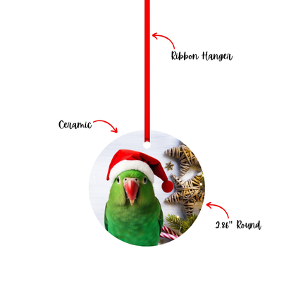 Green Eclectus Christmas Ornament