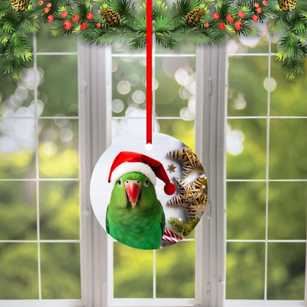 Green Eclectus Christmas Ornament