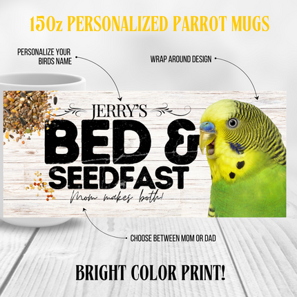 Personalized Green Parakeet&nbsp;Coffee Mug