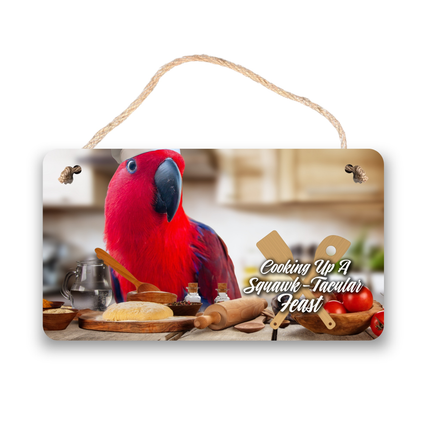Red Eclectus Chef Sign