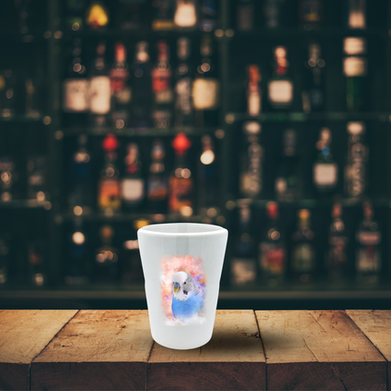 Blue Parakeet Shot Glass