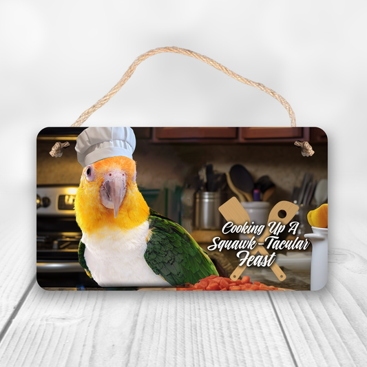 White Belly Caique Chef Sign