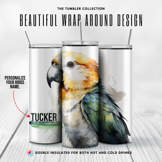 Personalized White Belly Caique Tumbler