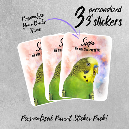 Personalized Green Parakeet Stickers