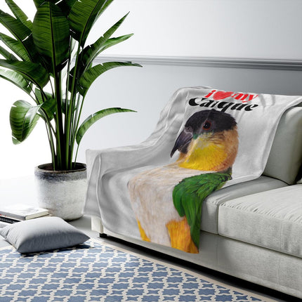 I Love My Caique Velveteen Plush Blanket