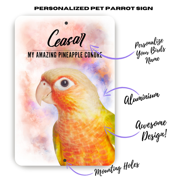 Pineapple Conure Personalized Aluminium Sign