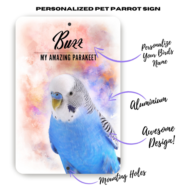 Parakeet Personalized Aluminium Sign