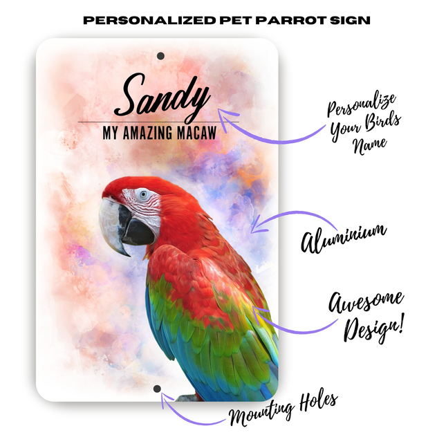 Scarlet Macaw Personalized Aluminium Sign
