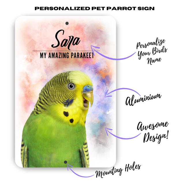 Parakeet Personalized Aluminium Sign