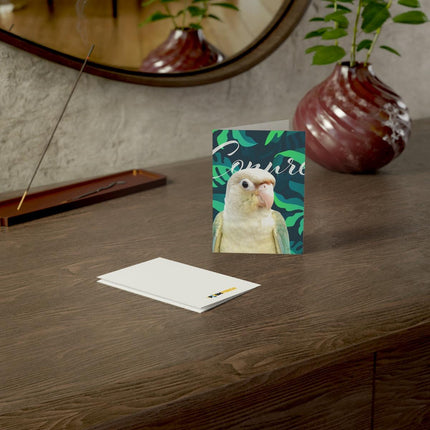 Green Cheek Conure Folded Greeting Cards (1, 10, 30, and 50pcs)