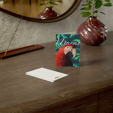 Scarlet Macaw Folded Greeting Cards (1, 10, 30, and 50pcs)