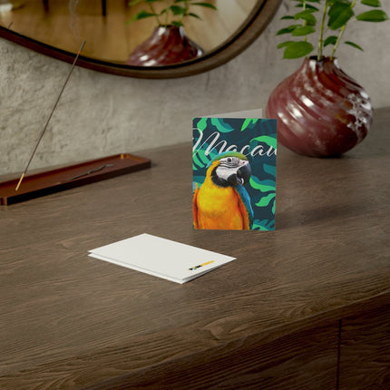 Macaw Folded Greeting Cards (1, 10, 30, and 50pcs)
