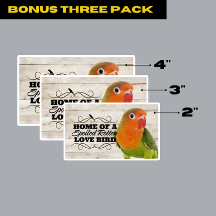 Spoiled Rotten Peach Face Love Bird 3 Piece Sticker Pack