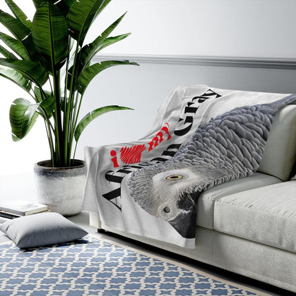 I Love My African Gray Velveteen Plush Blanket