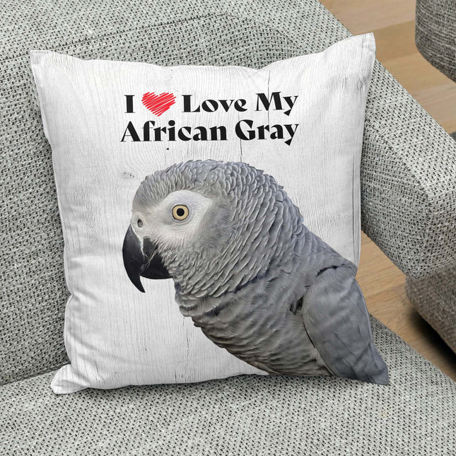 African Gray Square Throw Pillow