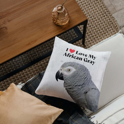 African Gray Square Throw Pillow